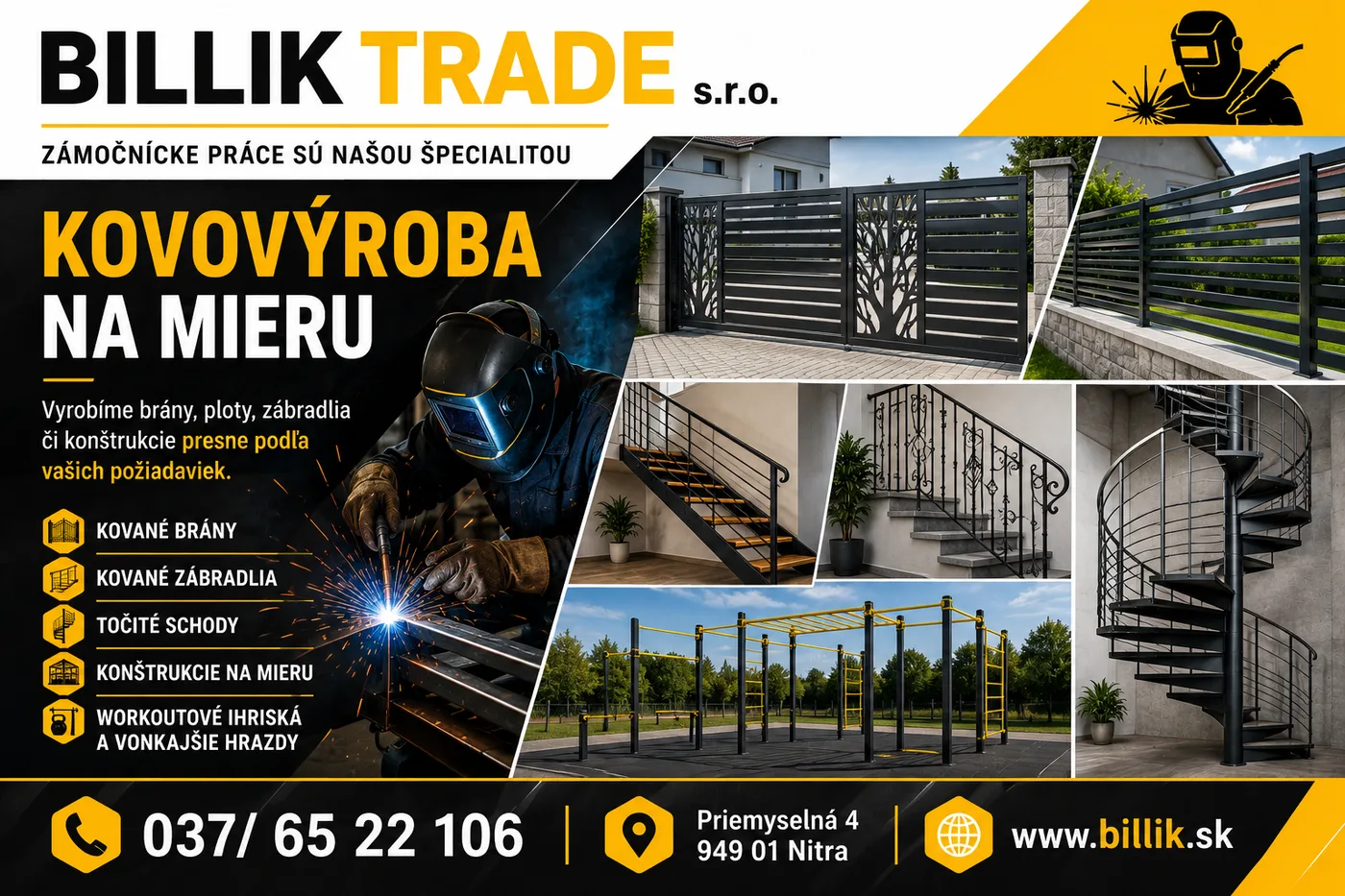 Zámočnícka kovová výroba — brány a konštrukcie Billik Trade